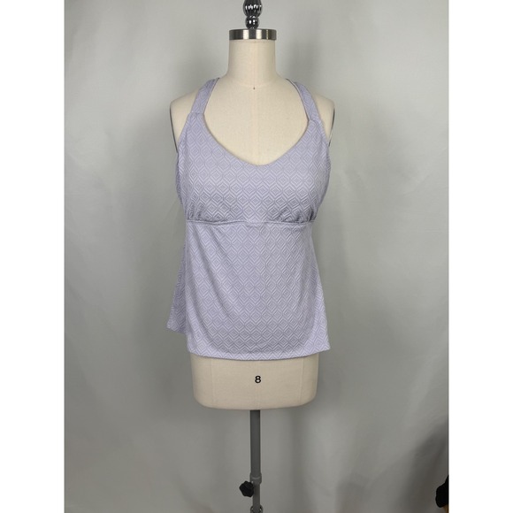 Freely Tops - Freely Women Large Adjustable Tank Purple Geometric Cross‎ Back Halter Sport Bra